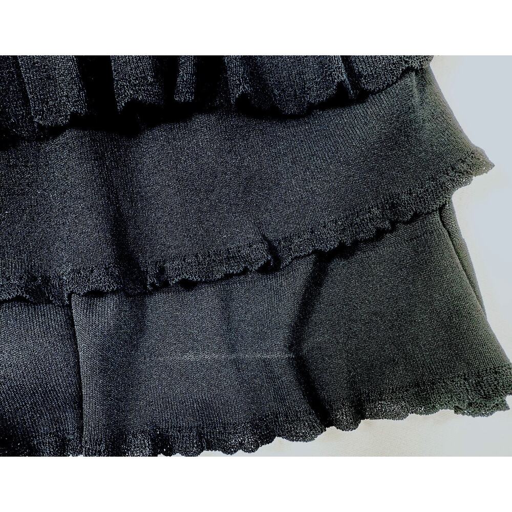 Roberto Cavalli Women’s Designer Black Crochet Knit Tiered Ruffle Dress Size 44 - Picture 11 of 13